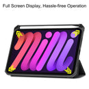 Custer Pattern Pure Color TPU Smart Tablet Holster with Sleep Function & 3-Fold Holder & Pen Slot For iPad mini 6(Black)