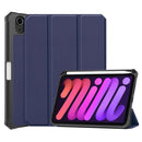 Custer Pattern Pure Color TPU Smart Tablet Holster with Sleep Function & 3-Fold Holder & Pen Slot For iPad mini 6(Blue)