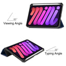Custer Pattern Pure Color TPU Smart Tablet Holster with Sleep Function & 3-Fold Holder & Pen Slot For iPad mini 6(Blue)