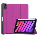 Custer Pattern Pure Color TPU Smart Tablet Holster with Sleep Function & 3-Fold Holder & Pen Slot For iPad mini 6(Purple)