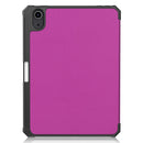 Custer Pattern Pure Color TPU Smart Tablet Holster with Sleep Function & 3-Fold Holder & Pen Slot For iPad mini 6(Purple)