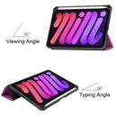 Custer Pattern Pure Color TPU Smart Tablet Holster with Sleep Function & 3-Fold Holder & Pen Slot For iPad mini 6(Purple)