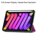 Custer Pattern Pure Color TPU Smart Tablet Holster with Sleep Function & 3-Fold Holder & Pen Slot For iPad mini 6(Purple)