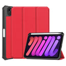 Custer Pattern Pure Color TPU Smart Tablet Holster with Sleep Function & 3-Fold Holder & Pen Slot For iPad mini 6(Red)
