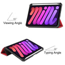 Custer Pattern Pure Color TPU Smart Tablet Holster with Sleep Function & 3-Fold Holder & Pen Slot For iPad mini 6(Red)
