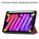 Custer Pattern Pure Color TPU Smart Tablet Holster with Sleep Function & 3-Fold Holder & Pen Slot For iPad mini 6(Red)
