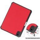 Custer Pattern Pure Color TPU Smart Tablet Holster with Sleep Function & 3-Fold Holder & Pen Slot For iPad mini 6(Red)