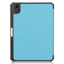 Custer Pattern Pure Color TPU Smart Tablet Holster with Sleep Function & 3-Fold Holder & Pen Slot For iPad mini 6(Sky Blue)