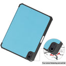 Custer Pattern Pure Color TPU Smart Tablet Holster with Sleep Function & 3-Fold Holder & Pen Slot For iPad mini 6(Sky Blue)