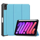 Custer Pattern Pure Color TPU Smart Tablet Holster with Sleep Function & 3-Fold Holder & Pen Slot For iPad mini 6(Sky Blue)