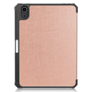 Custer Pattern Pure Color TPU Smart Tablet Holster with Sleep Function & 3-Fold Holder & Pen Slot For iPad mini 6(Rose Gold)
