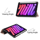 Custer Pattern Pure Color TPU Smart Tablet Holster with Sleep Function & 3-Fold Holder & Pen Slot For iPad mini 6(Rose Gold)
