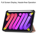 Custer Pattern Pure Color TPU Smart Tablet Holster with Sleep Function & 3-Fold Holder & Pen Slot For iPad mini 6(Rose Gold)
