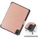 Custer Pattern Pure Color TPU Smart Tablet Holster with Sleep Function & 3-Fold Holder & Pen Slot For iPad mini 6(Rose Gold)