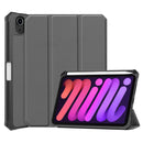 Custer Pattern Pure Color TPU Smart Tablet Holster with Sleep Function & 3-Fold Holder & Pen Slot For iPad mini 6(Grey)