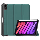 Custer Pattern Pure Color TPU Smart Tablet Holster with Sleep Function & 3-Fold Holder & Pen Slot For iPad mini 6(Dark Green)