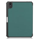 Custer Pattern Pure Color TPU Smart Tablet Holster with Sleep Function & 3-Fold Holder & Pen Slot For iPad mini 6(Dark Green)