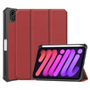 Custer Pattern Pure Color TPU Smart Tablet Holster with Sleep Function & 3-Fold Holder & Pen Slot For iPad mini 6(Wine Red)