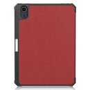 Custer Pattern Pure Color TPU Smart Tablet Holster with Sleep Function & 3-Fold Holder & Pen Slot For iPad mini 6(Wine Red)