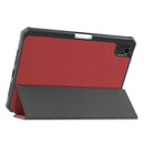 Custer Pattern Pure Color TPU Smart Tablet Holster with Sleep Function & 3-Fold Holder & Pen Slot For iPad mini 6(Wine Red)