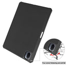 For Xiaomi Pad 5 Custer Pattern Pure Color TPU Smart Tablet Holster with Sleep Function & 3-Fold Holder & Pen Slot(Black)