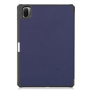 For Xiaomi Pad 5 Custer Pattern Pure Color TPU Smart Tablet Holster with Sleep Function & 3-Fold Holder & Pen Slot(Blue)