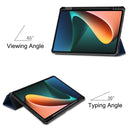 For Xiaomi Pad 5 Custer Pattern Pure Color TPU Smart Tablet Holster with Sleep Function & 3-Fold Holder & Pen Slot(Blue)