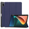 For Xiaomi Pad 5 Custer Pattern Pure Color TPU Smart Tablet Holster with Sleep Function & 3-Fold Holder & Pen Slot(Blue)