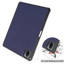 For Xiaomi Pad 5 Custer Pattern Pure Color TPU Smart Tablet Holster with Sleep Function & 3-Fold Holder & Pen Slot(Blue)