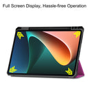 For Xiaomi Pad 5 Custer Pattern Pure Color TPU Smart Tablet Holster with Sleep Function & 3-Fold Holder & Pen Slot(Purple)