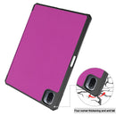 For Xiaomi Pad 5 Custer Pattern Pure Color TPU Smart Tablet Holster with Sleep Function & 3-Fold Holder & Pen Slot(Purple)