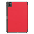 For Xiaomi Pad 5 Custer Pattern Pure Color TPU Smart Tablet Holster with Sleep Function & 3-Fold Holder & Pen Slot(Red)