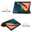 For Xiaomi Pad 5 Custer Pattern Pure Color TPU Smart Tablet Holster with Sleep Function & 3-Fold Holder & Pen Slot(Red)