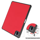 For Xiaomi Pad 5 Custer Pattern Pure Color TPU Smart Tablet Holster with Sleep Function & 3-Fold Holder & Pen Slot(Red)