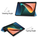 For Xiaomi Pad 5 Custer Pattern Pure Color TPU Smart Tablet Holster with Sleep Function & 3-Fold Holder & Pen Slot(Sky Blue)