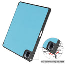 For Xiaomi Pad 5 Custer Pattern Pure Color TPU Smart Tablet Holster with Sleep Function & 3-Fold Holder & Pen Slot(Sky Blue)