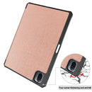 For Xiaomi Pad 5 Custer Pattern Pure Color TPU Smart Tablet Holster with Sleep Function & 3-Fold Holder & Pen Slot(Rose Red)
