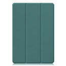 For Xiaomi Pad 5 Custer Pattern Pure Color TPU Smart Tablet Holster with Sleep Function & 3-Fold Holder & Pen Slot(Dark Green)