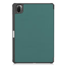 For Xiaomi Pad 5 Custer Pattern Pure Color TPU Smart Tablet Holster with Sleep Function & 3-Fold Holder & Pen Slot(Dark Green)