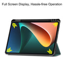 For Xiaomi Pad 5 Custer Pattern Pure Color TPU Smart Tablet Holster with Sleep Function & 3-Fold Holder & Pen Slot(Dark Green)