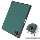 For Xiaomi Pad 5 Custer Pattern Pure Color TPU Smart Tablet Holster with Sleep Function & 3-Fold Holder & Pen Slot(Dark Green)