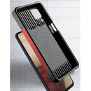 For Samsung Galaxy A12 Sliding Camera Cover Design PC + TPU Shockproof Case with Ring Holder & Card Slot(Black)