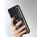 For Samsung Galaxy M31 Carbon Fiber Pattern PC + TPU Protective Case with Ring Holder(Blue)