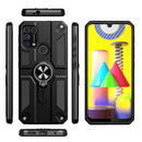 For Samsung Galaxy M31 Carbon Fiber Pattern PC + TPU Protective Case with Ring Holder(Blue)