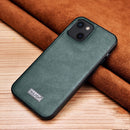 SULADA Shockproof TPU + Handmade Leather Protective Case For iPhone 13(Green)