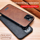 SULADA Shockproof TPU + Handmade Leather Protective Case For iPhone 13(Brown)