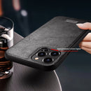 SULADA Shockproof TPU + Handmade Leather Protective Case For iPhone 13(Brown)