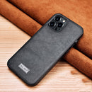SULADA Shockproof TPU + Handmade Leather Protective Case For iPhone 13 Pro(Black)