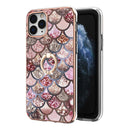 Electroplating Pattern IMD TPU Shockproof Case with Rhinestone Ring Holder For iPhone 11 Pro Max(Pink Scales)