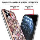 Electroplating Pattern IMD TPU Shockproof Case with Rhinestone Ring Holder For iPhone 11 Pro Max(Pink Scales)